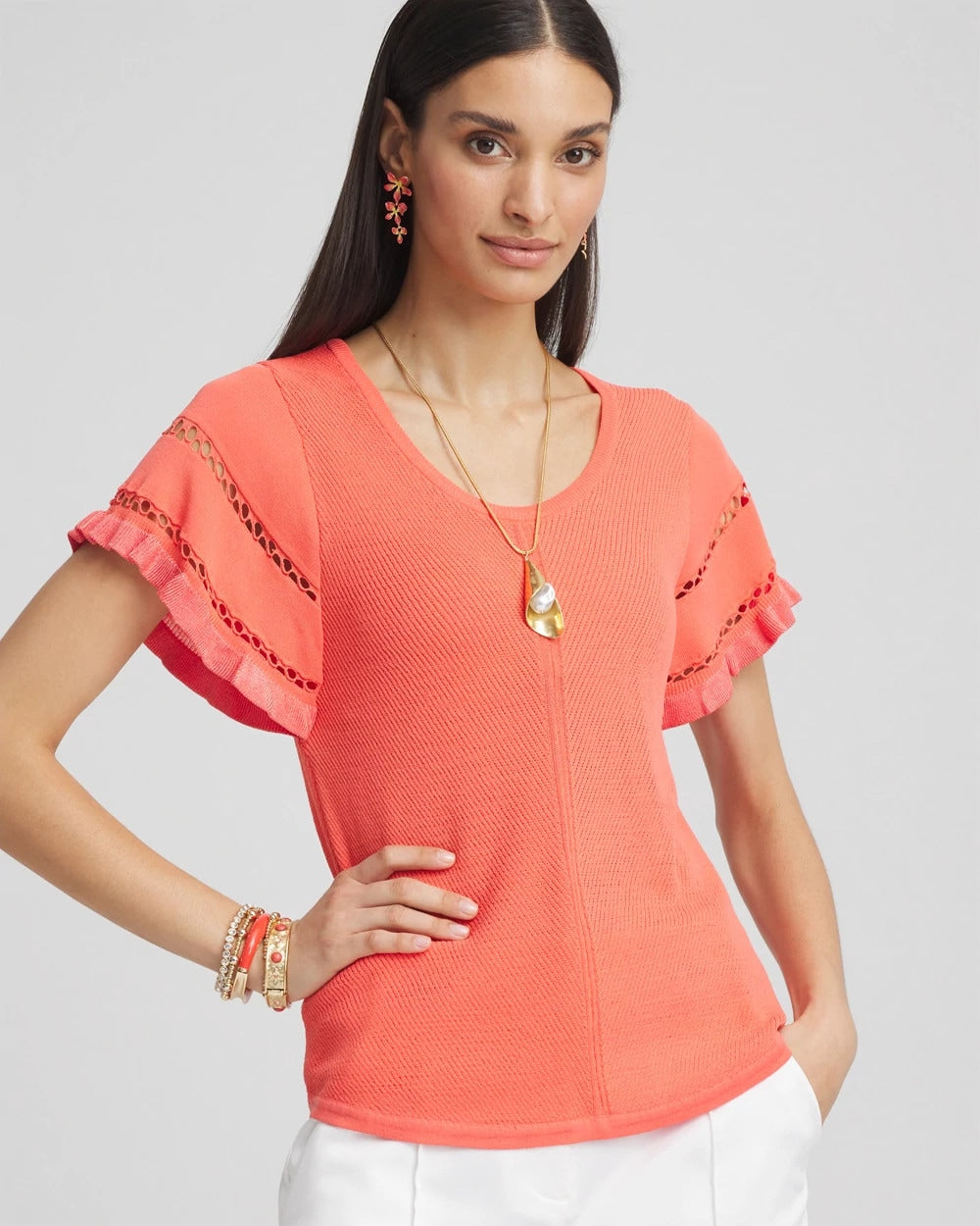 Cutout Short-Sleeved Pullover Sweater - Chico's