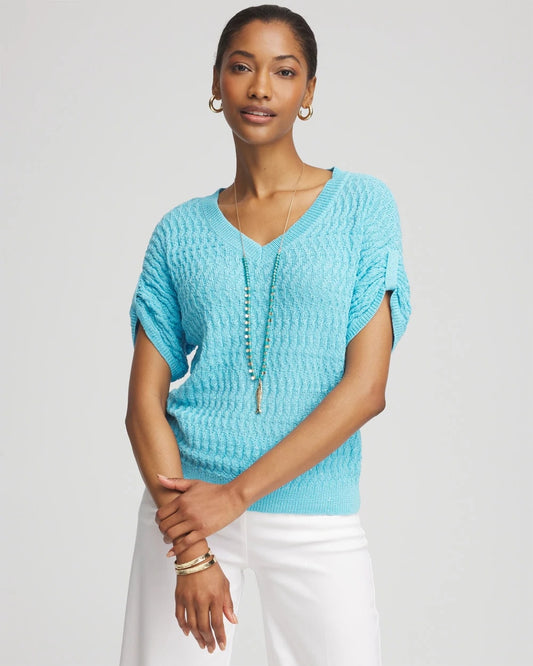 Sequin V-Neck Pullover Sweater - Chico's
