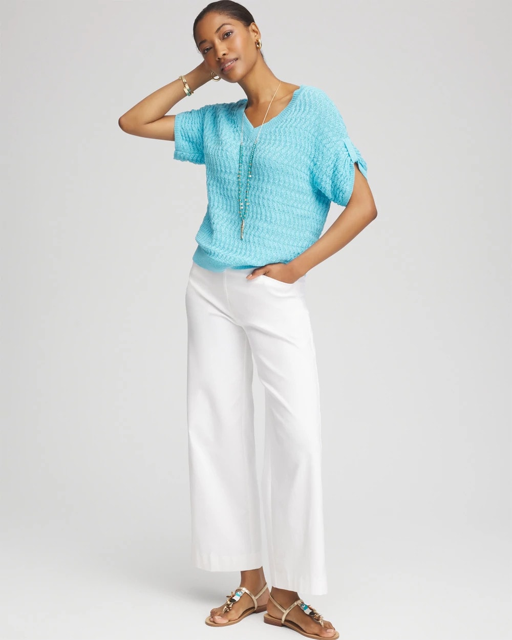 Sequin V-Neck Pullover Sweater - Chico's