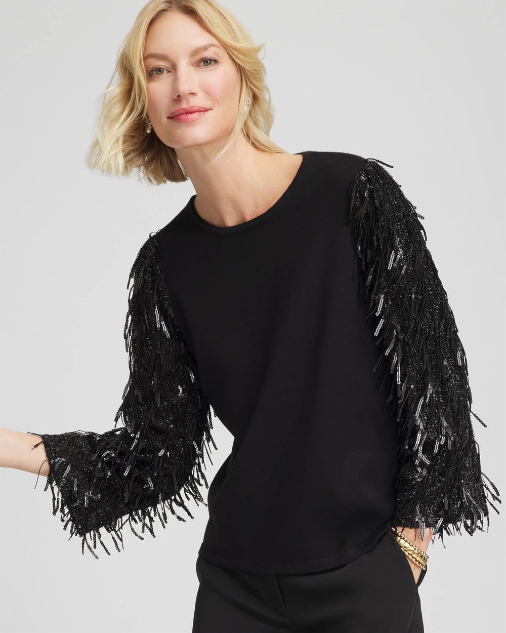 Fringe Sequins Pullover Sweater - Chico's