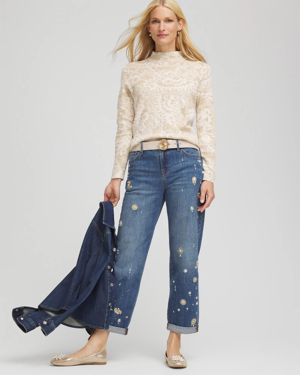 Ella Jacquard Mockneck Sweater - Chico's