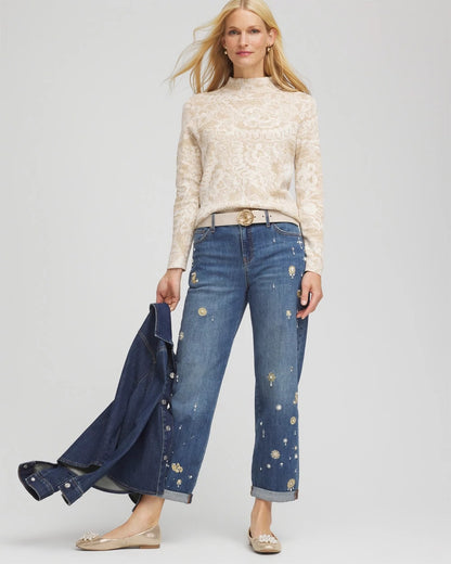 Ella Jacquard Mockneck Sweater - Chico's