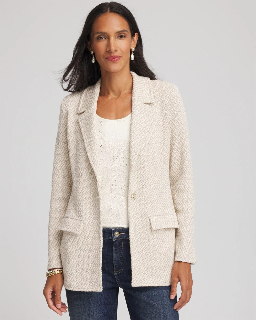 Metallic Rhinestone Sweater Blazer - Chico's