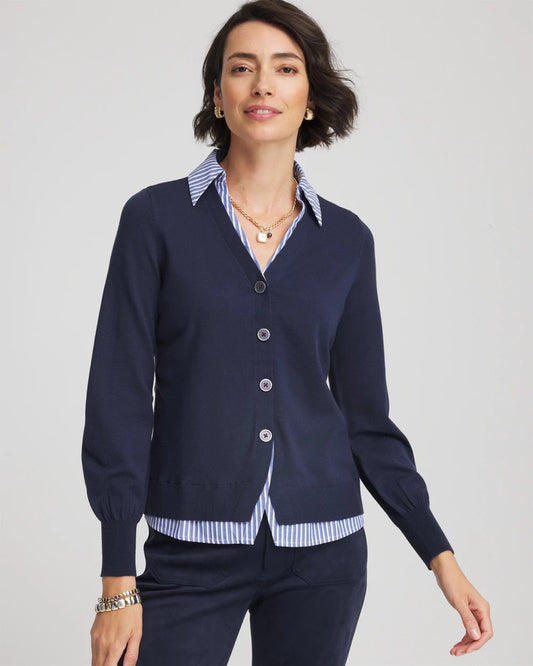 Striped Collared Cardigan Sweater - Chico's