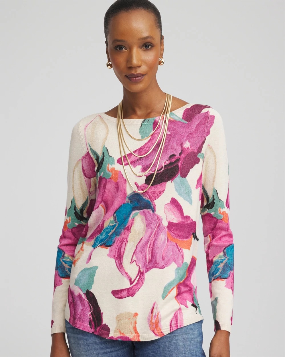 Ella Boatneck Watercolor Pullover Sweater - Chico's