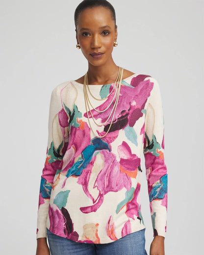 Ella Boatneck Watercolor Pullover Sweater - Chico's