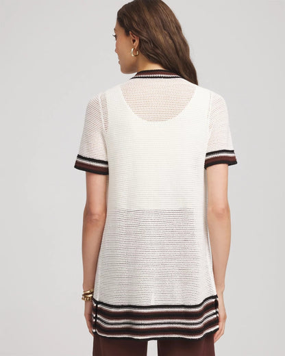 Pointelle High-Style Short-Sleeve Cardigan - Chico's