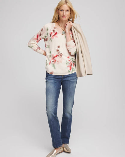 Ella Flowers & Cream Pullover Sweater - Chico's