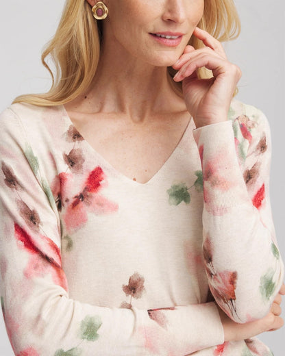 Ella Flowers & Cream Pullover Sweater - Chico's