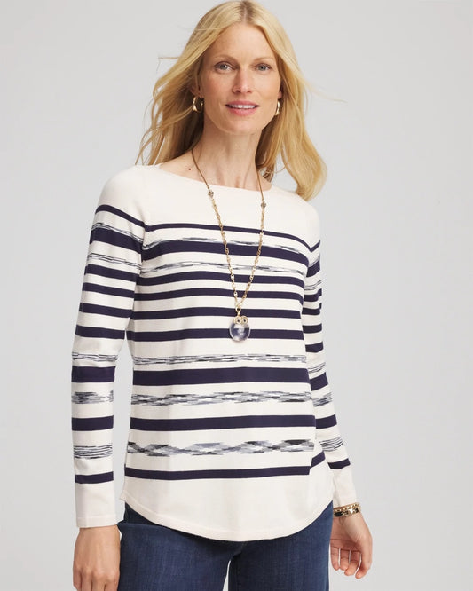 Ella Striped Bateau Pullover Sweater - Chico's