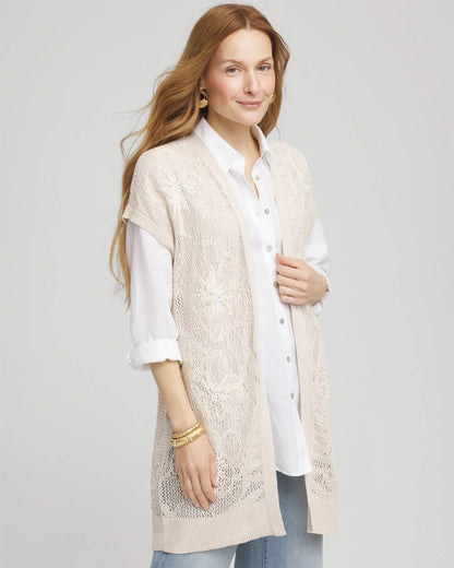 Pointelle Open-Front Cardigan - Chico's