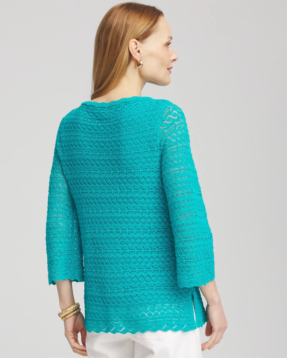 Pointelle Bateau-Neck Pullover Sweater - Chico's