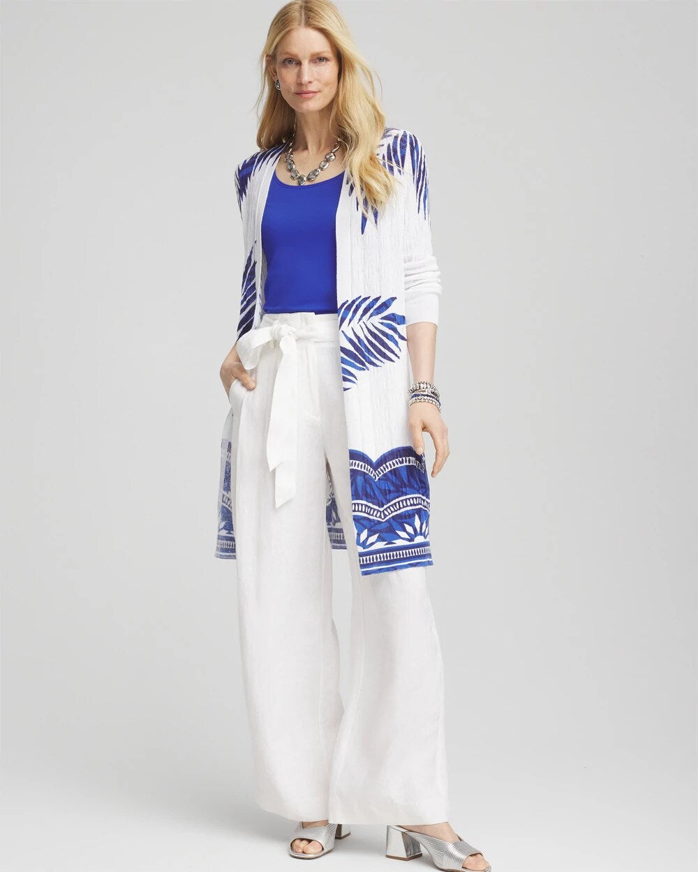 Island Motif Pointelle Long Cardigan - Chico's