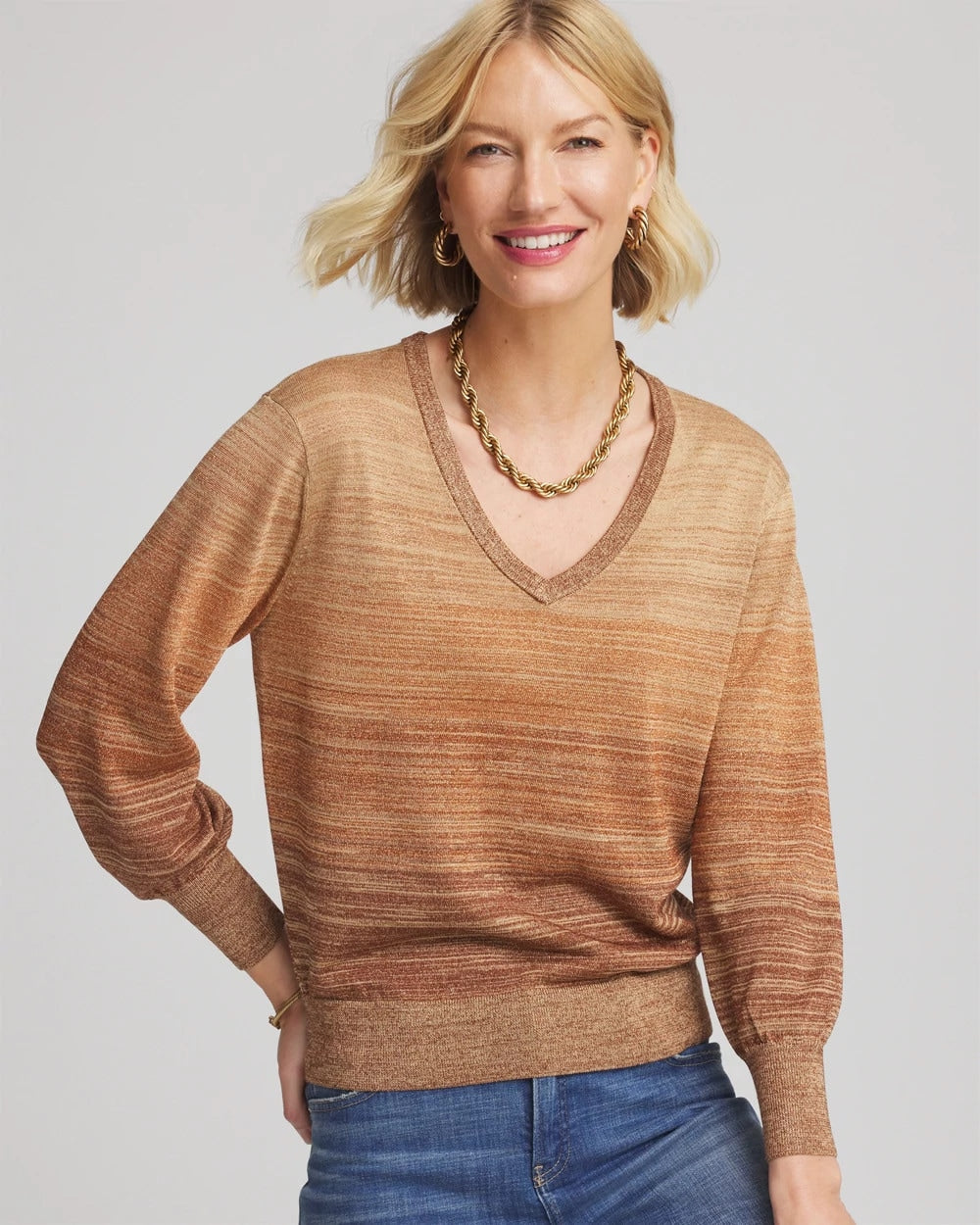 Ombre Metallic Pullover Sweater - Chico's