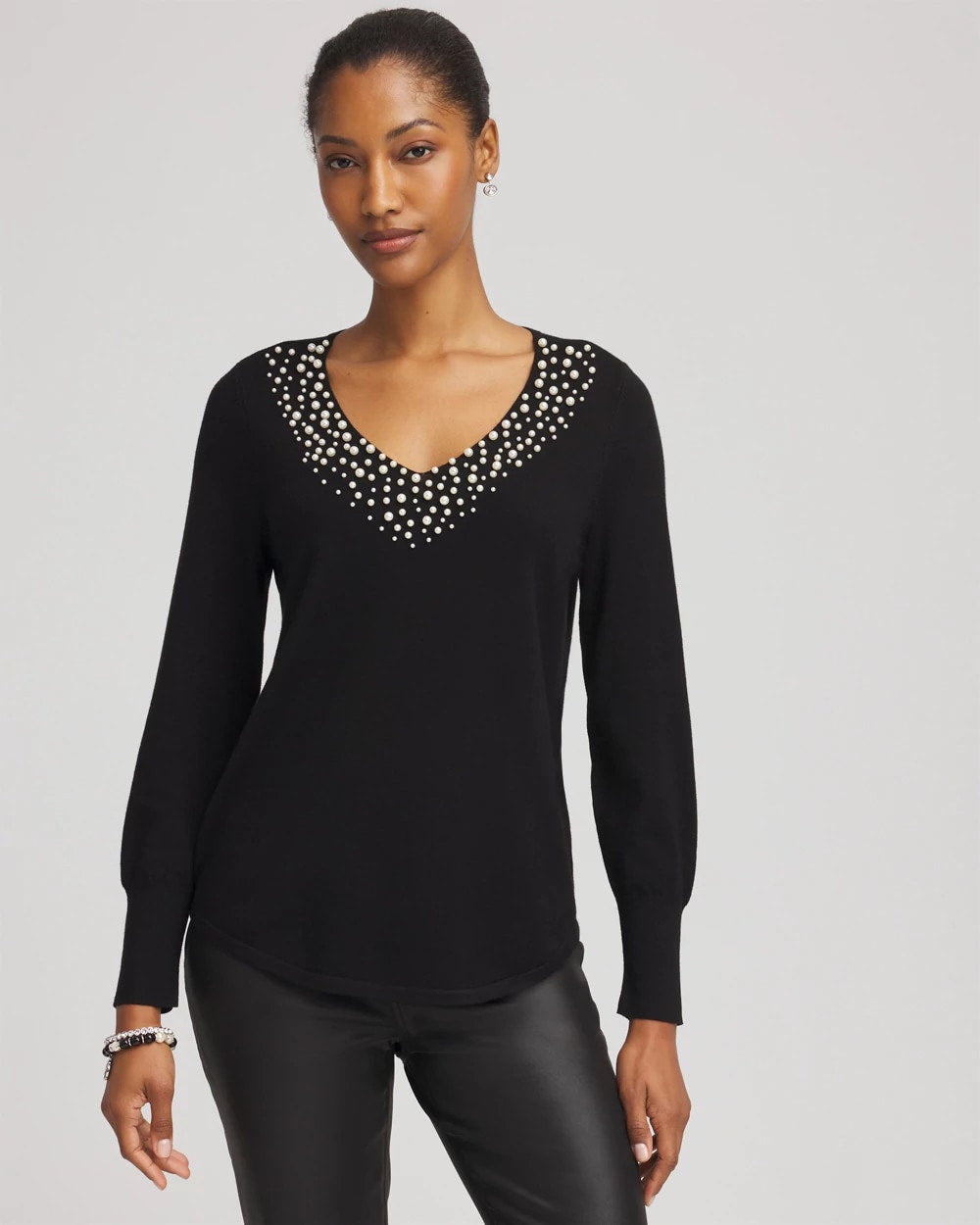 Ella Embellished V-Neck Sweater - Chico's