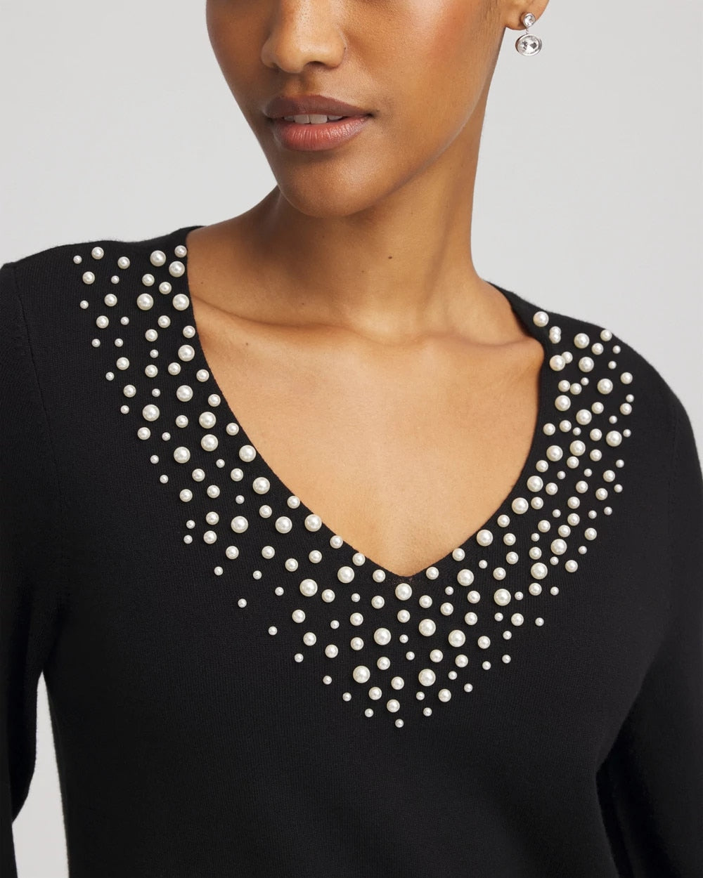 Ella Embellished V-Neck Sweater - Chico's