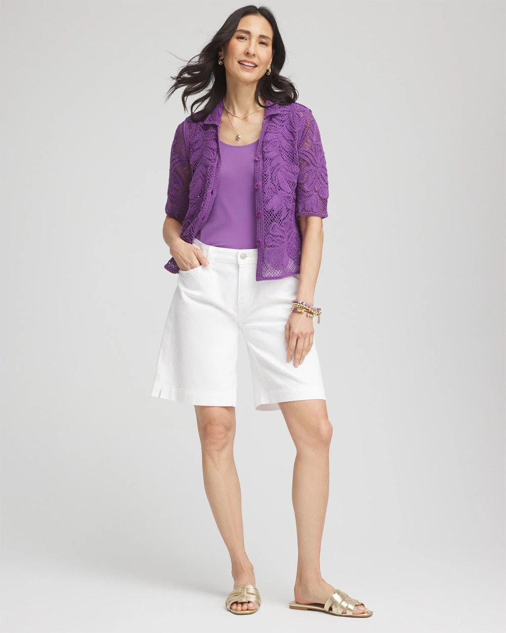 Palm-Frond Crochet-Lace Shacket - Chico's