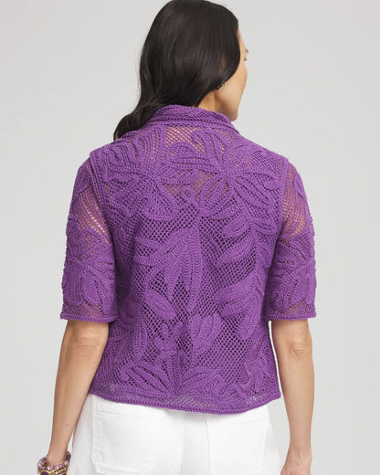 Palm-Frond Crochet-Lace Shacket - Chico's