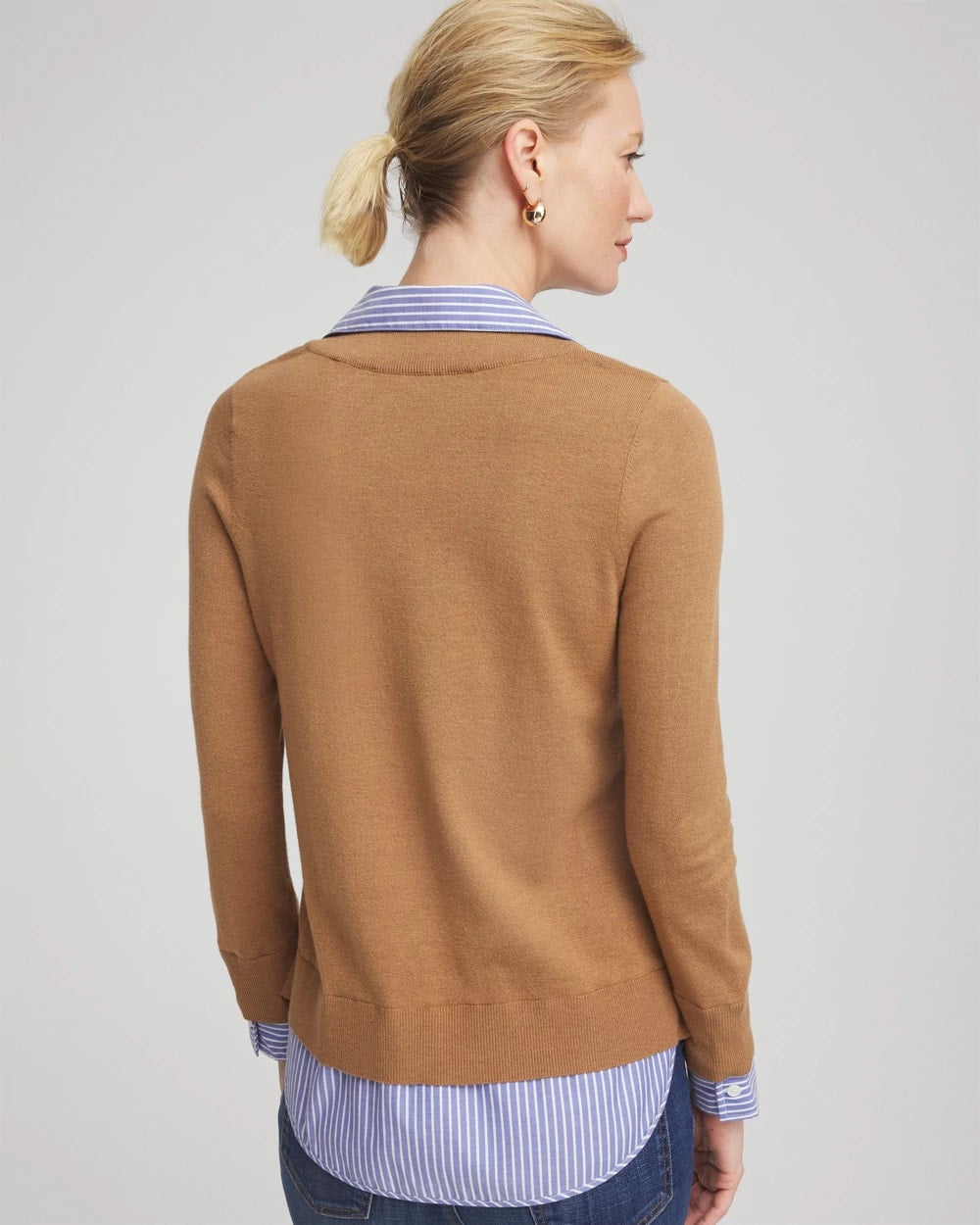 Camel Built-In Shirt Knit Sweater - Chico's
