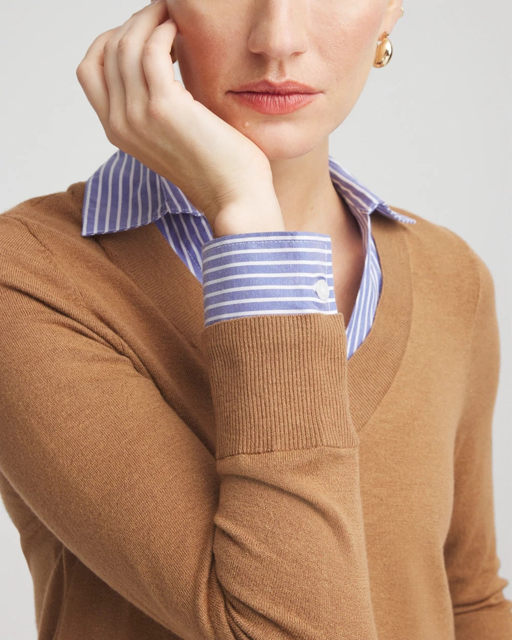 Camel Built-In Shirt Knit Sweater - Chico's