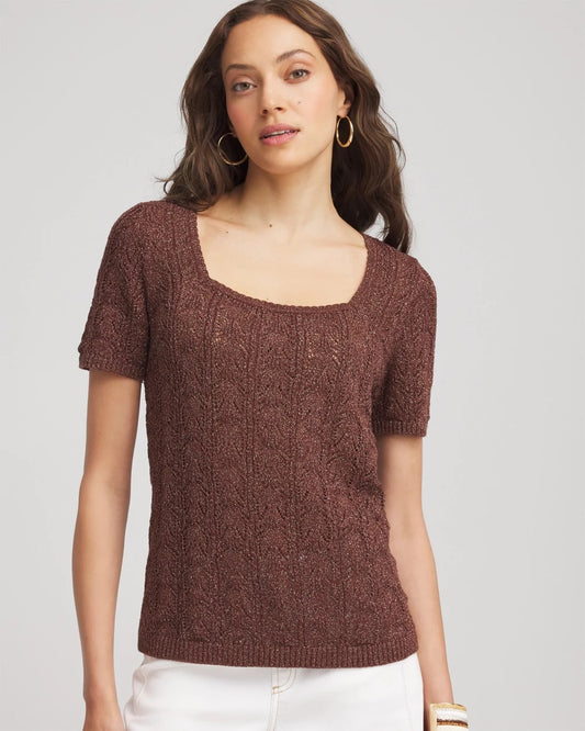 Pointelle Square-Neck Pullover Sweater - Chico's