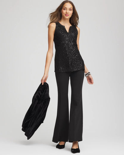 Sequin Beaded Notch Neck Tank - Chico's