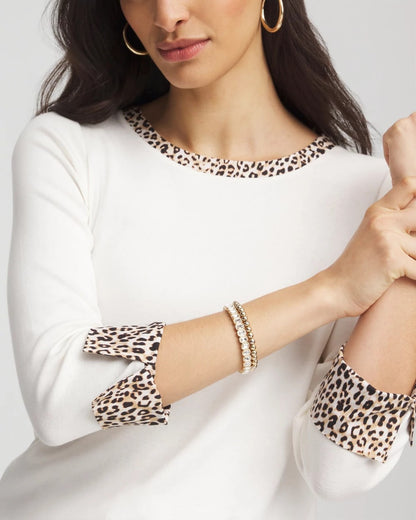 Pima Jewel Neck Contrast Tee - Chico's