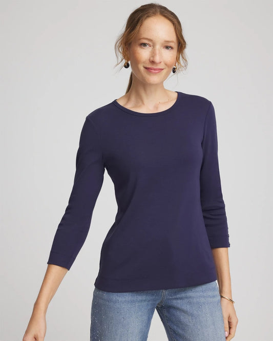 Pima Cotton Crewneck Button Tee - Chico's