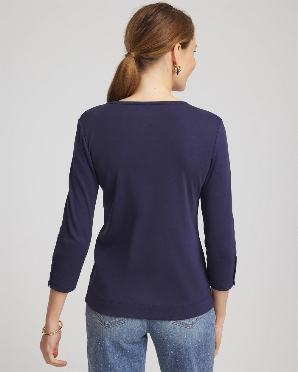 Pima Cotton Crewneck Button Tee - Chico's