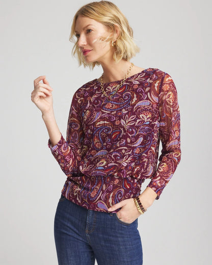 Paisley Textured Banded-Hem Top - Chico's