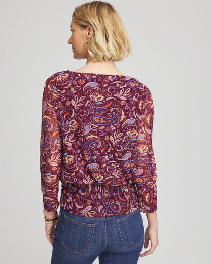 Paisley Textured Banded-Hem Top - Chico's