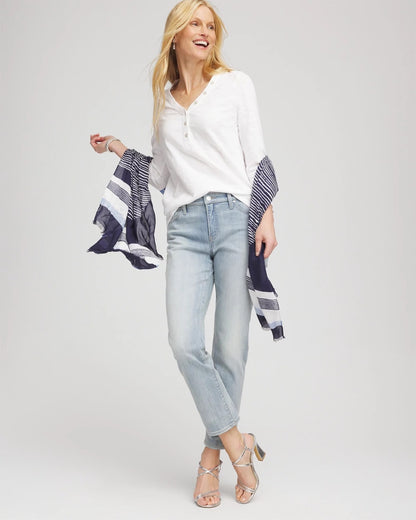 Slub Splitneck Button Tee - Chico's