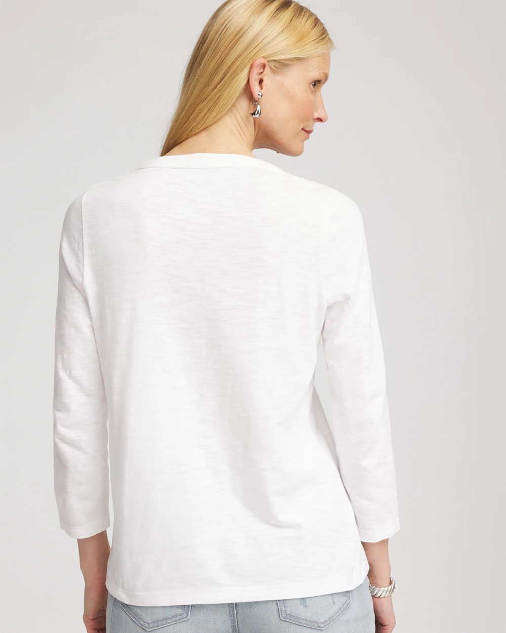Slub Splitneck Button Tee - Chico's