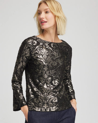 Art Deco Burnout Jacquard Top - Chico's