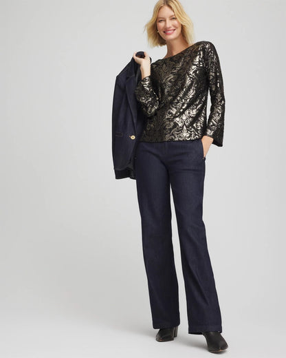 Art Deco Burnout Jacquard Top - Chico's