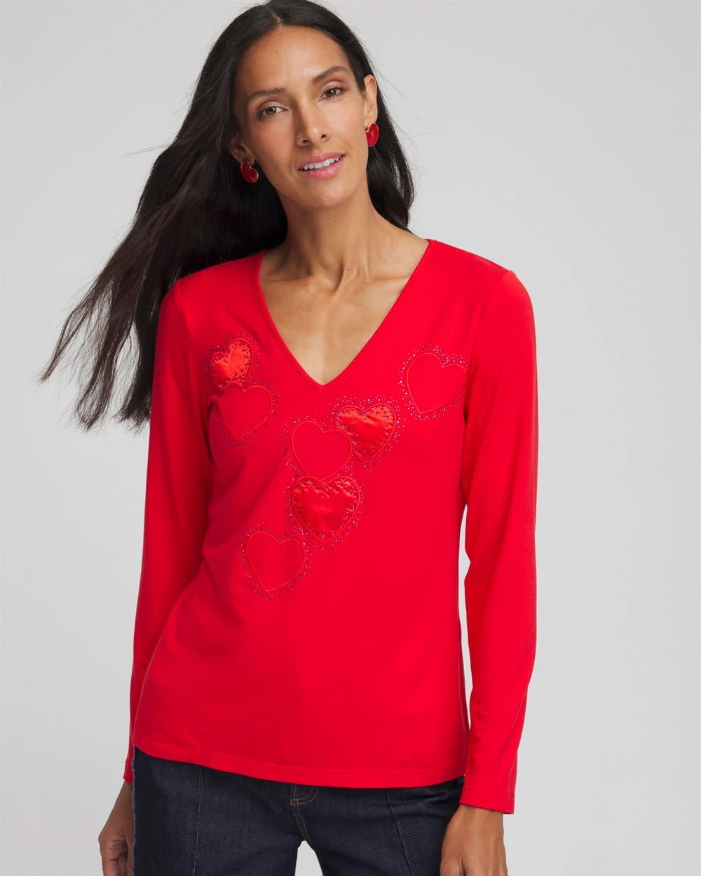 Embellished Heart V-Neck Tee - Chico's