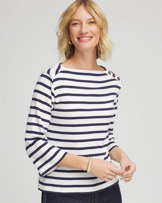 Bateau Neck Stripe Top - Chico's