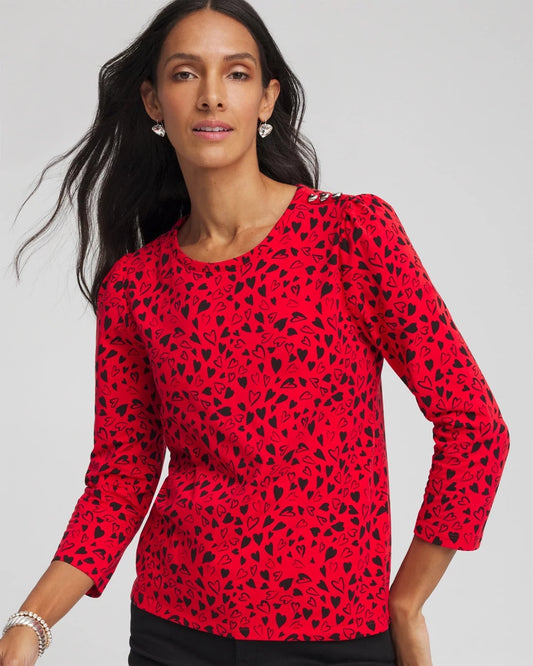 Lover Girl Button Heart Tee - Chico's