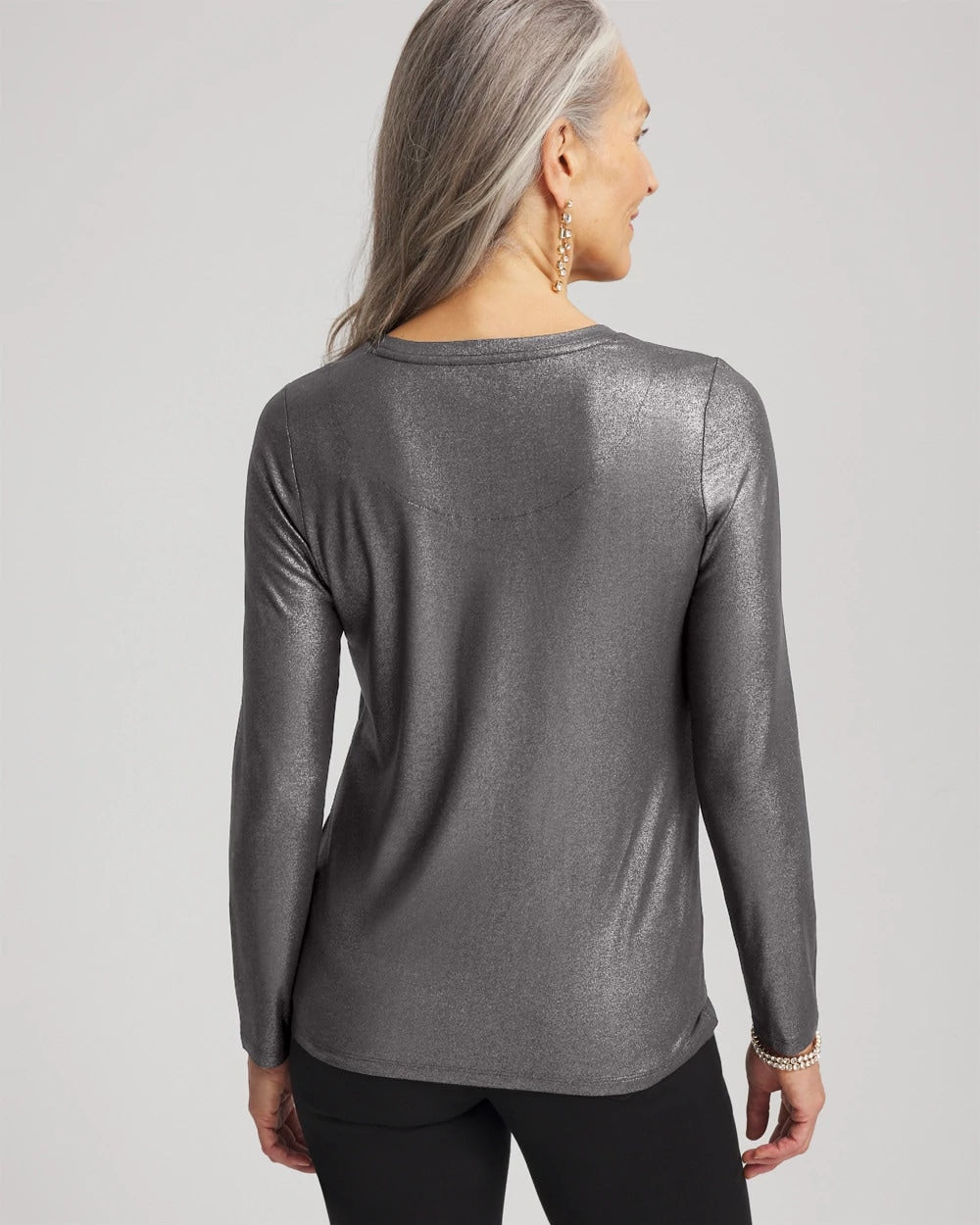 Touch of Cool™ Foil Long Sleeve Layering Tee - Chico's