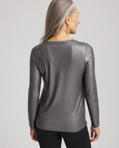 Touch of Cool™ Foil Long Sleeve Layering Tee - Chico's