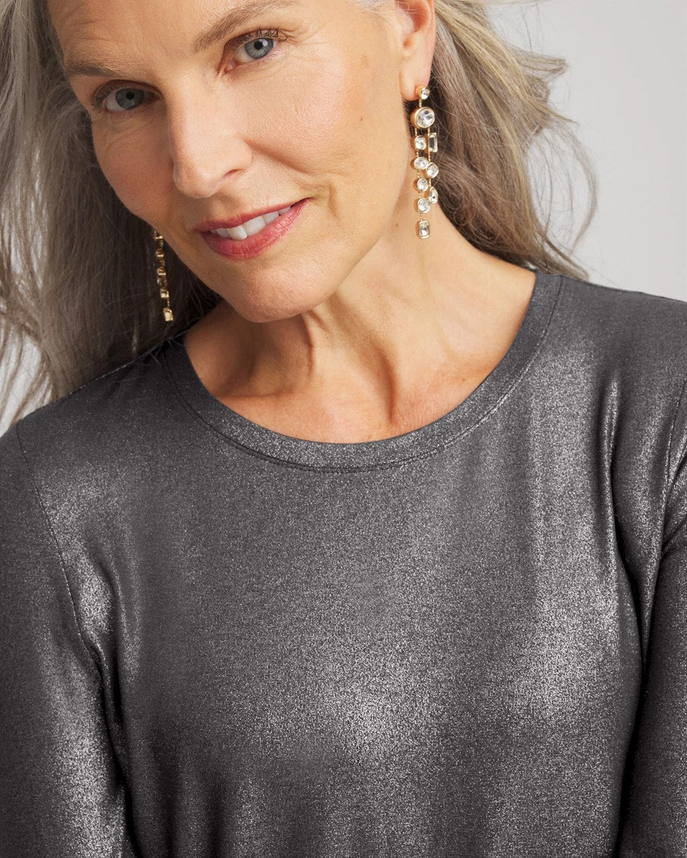 Touch of Cool™ Foil Long Sleeve Layering Tee - Chico's