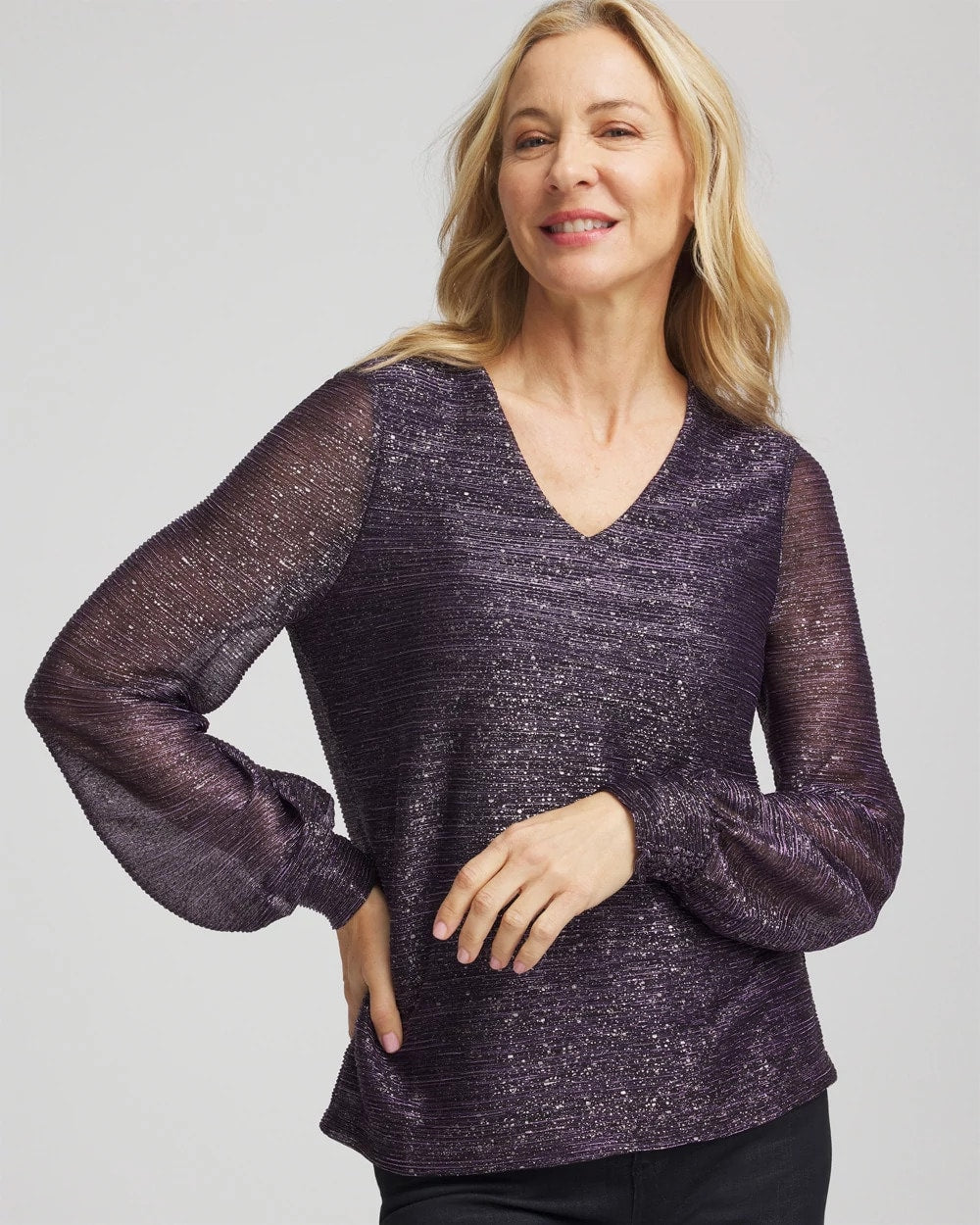 Foiled Bodre Top - Chico's