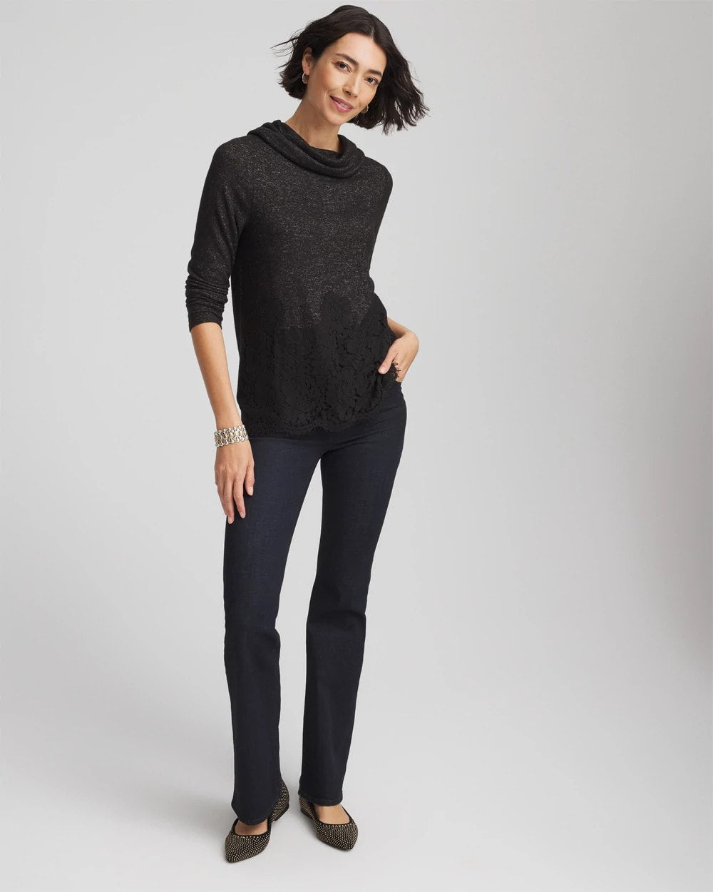Lace Hem Cowlneck Top - Chico's