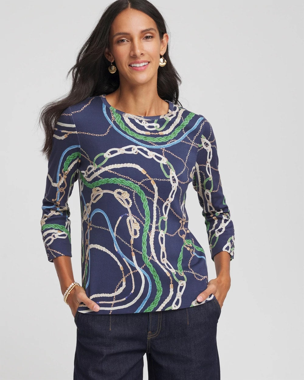 Status Pima Button Sleeve Tee - Chico's