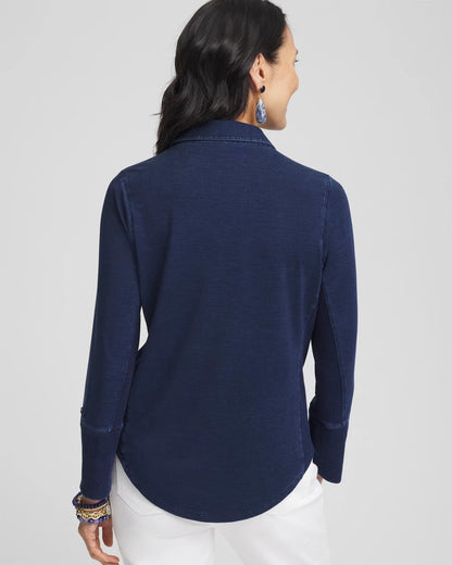 Collared Henley Denim Top - Chico's