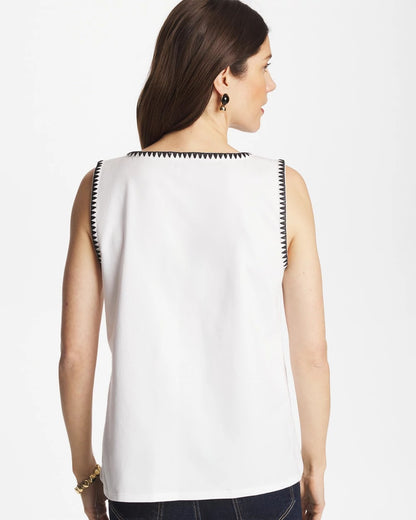 Pima Blanket Stitch Square Neck Tank - Chico's