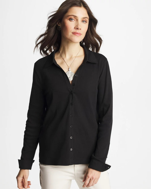 Collared Rib Mix Henley - Chico's