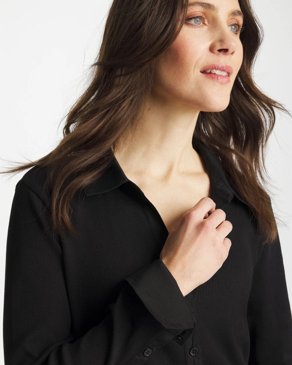 Collared Rib Mix Henley - Chico's