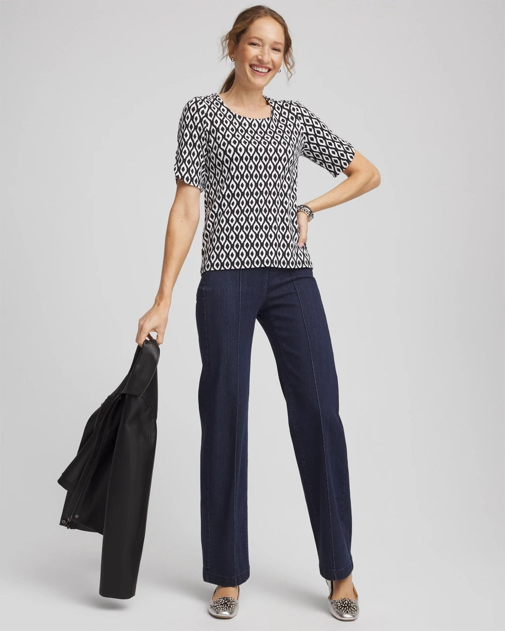 Printed Pima Elbow Sleeve Tee - Chico's