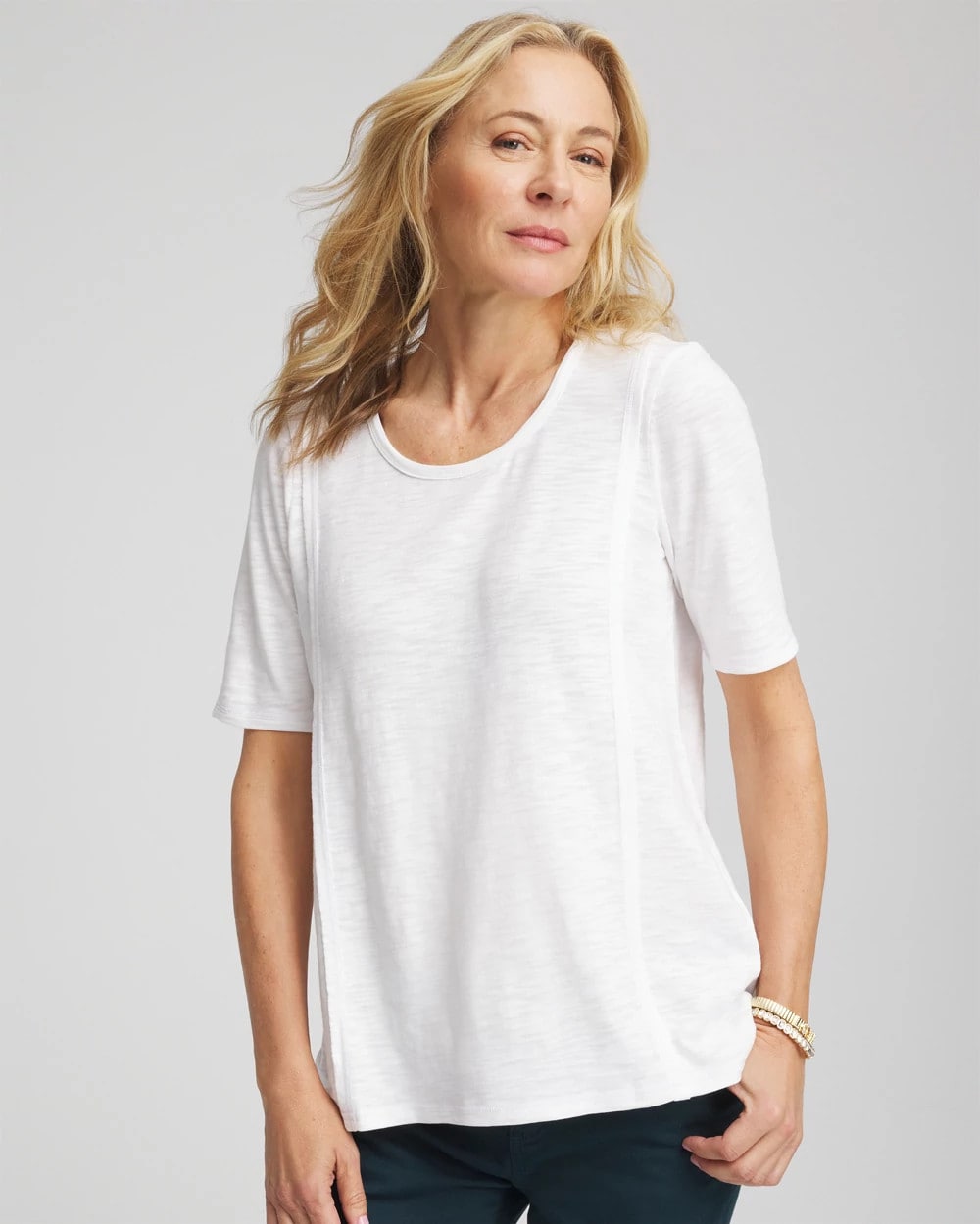 Slub Paneled Elbow Tee - Chico's